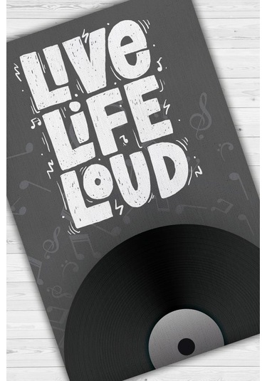 Homshtag Hayatı Sesli Yaşa Gri Siyah Koyu Renkli Halı Art Müzik Halı Çok Renkli