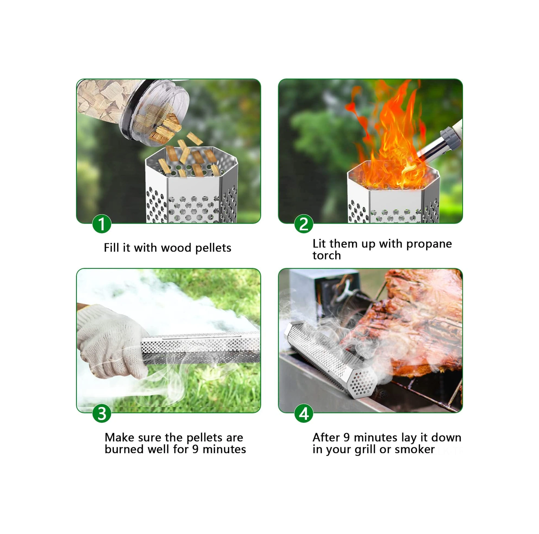 Xindoker Bbq İçin Paslanmaz Çelik Füme Tüpü, Perfore Kafes, Asit Dayanıklı, Izgara Baharatları İçin Çok Renkli