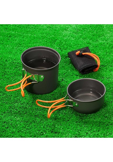 Yaozixa Tomshoo Kamp Çamaşırı Seti: Isıtma Tüpü, Alüminyum Tencere Ve Tava, Çelik Bıçak-kaşık-kürek, 1-2 Kişilik, Hafif Ve Taşınabilir Çok Renkli