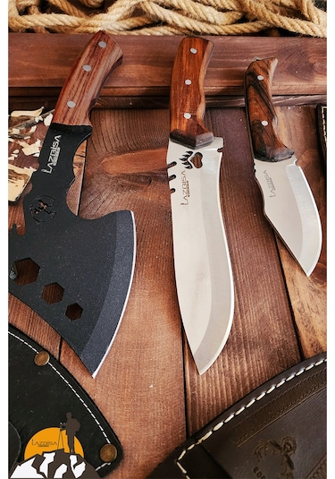 Outdoor Balta Bıçak 3lü Seti Kamp Baltası Bıçak Bıçağı Nacak Blt