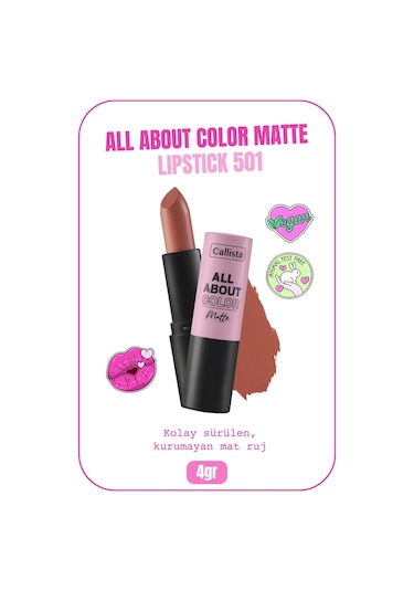 Callista All About Color Matte Lipstick Ruj 501 Our Juliet Nude