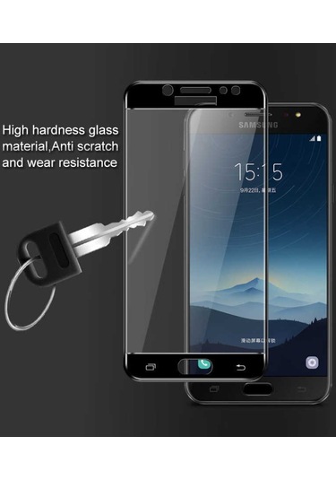 Galaxy Uyumlu C8 Ekranı Tam Kaplayan Düz Cam Koruyucu 001