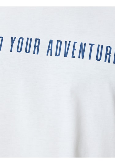 Koton Bisiklet Yaka Regular Fit Pamuklu Kısa Kollu Slogan Baskılı Tişört Beyaz 5sam10087hk Beyaz