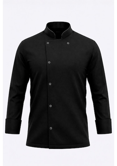 Unisex Siyah Şef Ceketi Uzun Kollu