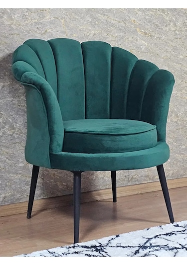 Tekli İstiridye Siyah Boyalı Sivriltme Ayak Çay Seti Koltuk Tekli Çok Renkli