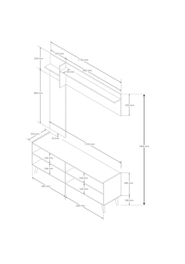 5062 Theo 4 Kapaklı 6 Raflı 4 Askılı Sol Aynalı Portmanto
