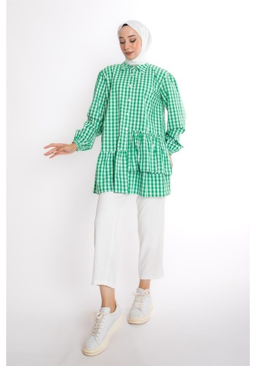 Ekose Yeşil Tunik Çok Renkli