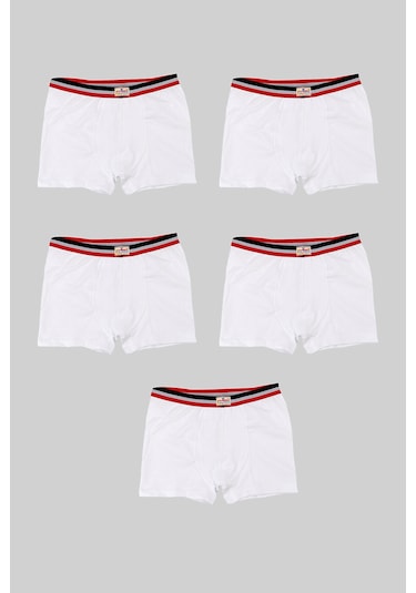 Ceylanoğlu 6'lı Beyaz Erkek Çocuk Sade Boxer-343-1 Beyaz