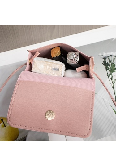 Sevimli Mini Omuz Askılı Bozuk Para Kadın Kız Çocuk Çantası Pembe