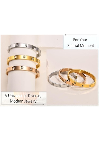 Gül Altın Paslanmaz Çelik Bilezik Solmayan Kadın Bileklik Takı