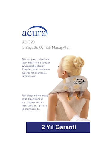 Acura Ac-720 5 Boyutlu, Isıtmalı Ovmalı Masaj Aleti Bej