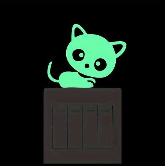 Trendooze Yeşil 02 Parlayan Kedi Duvar Dekoru, Ev Dekorasyonu Diğer