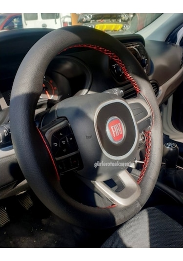 Fiat Egea Dikmeli Direksiyon Kılıfı Kırmızı Ipli ( 38Cm×11Cm )
