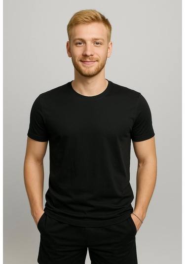 Axxel Erkek Siyah Kısa Kollu T-shirt-d405 Siyah