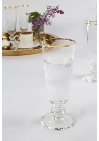 Rakle Pure Altın Yaldızlı İthal 4'lü Kahve Yanı Bardağı Seti 180 Cc Renkli