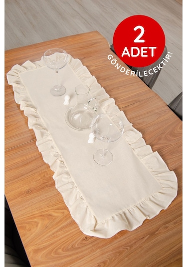 Keten 2 Adet Fırfırlı Runner 40 X 110 Cm - Ztrunner2