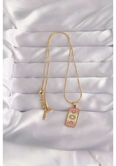 Forwhat Zarif Kadın İçin Golden Çelik Karışık Mineli Ay Tip Tarot Kolye Metalik