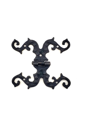 Antika Tarz Dekoratif Pirinç Süslü Menteşe - 100x90 Mm, Oksit 11147012
