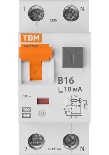 Tdmelectric 16a 1p+n Otomatik Kesici Fark Akım Koruyucu 310603367