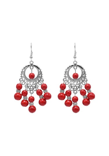 Ganzhoushop Taş Mor Mavi Küpeler Kırmızı Kadınlar İçin Etnik Damla Çingene Bohem Küpe Modeli Wv Mor