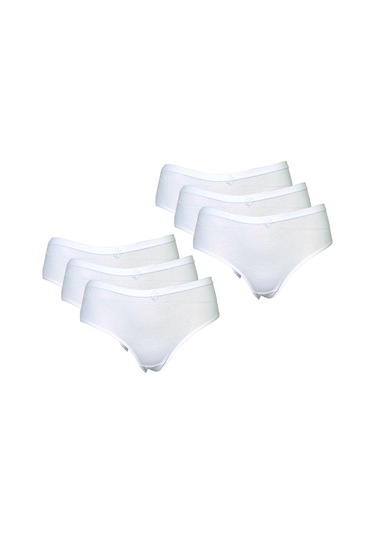Bennur Kadın Beyaz Kom Slip Külot Ekonomik Paket 6'lı Beyaz