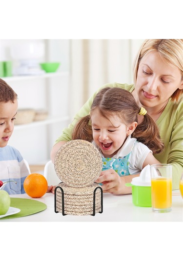 İçecek Tutuculu Pamuklu Dokuma Emici İçecekler İçin Ev Dekorasyon Seti Diğer