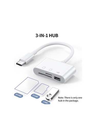 Xindoker Beyaz Type-c Hub: Usb 2.0 + Sd/tf Kart Okuyucu, Otg Desteği, Taşınabilir Çoklu Arayüzüyle Veri Transferi Ve Dosya Erişimi