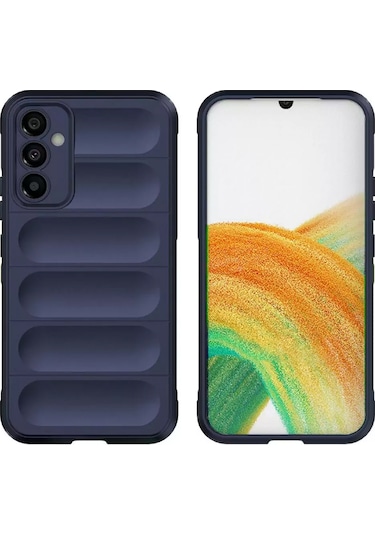 Samsung Galaxy Uyumlu A15 Kılıf Optimum Lens Çerçeveli Silikon Kapak Lacivert