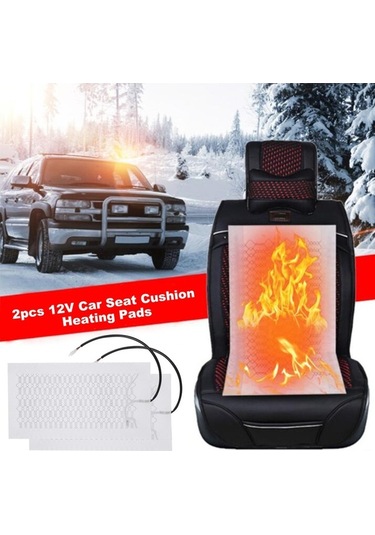 Besthome1 12v Karbon Fiber Araç Koltuk Isıtıcı Yastığı - 2'li Paket, Ayarlanabilir Sıcaklık, Kesilebilir Tasarım, Konforlu Yalı