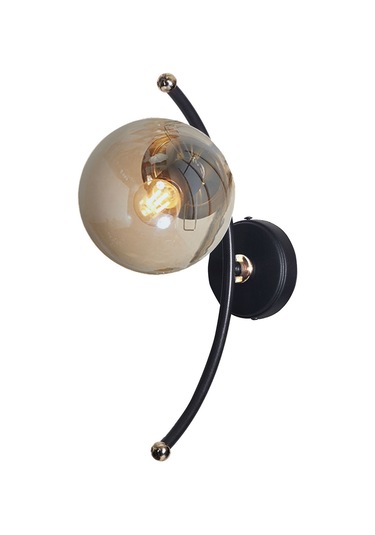 Luzarana Nora Siyah-gold Metal Gövde Bal Camlı Tasarım  Aplik Sarı