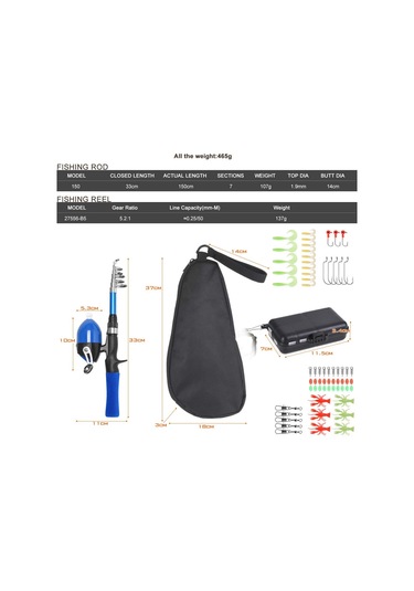 Lemestar Başlangıçcı Ve Çocuklar İçin Teleskopik Olta, Makara Ve Aksesuarlarıyla Tam Olta Seti Mavi/yeşil Seçenekli