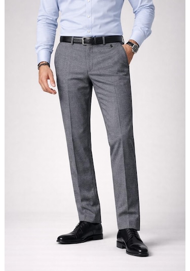 Classics Men Caserta Klasik Fit Likralı Erkek Kanvas Pantolon - 7517 gri