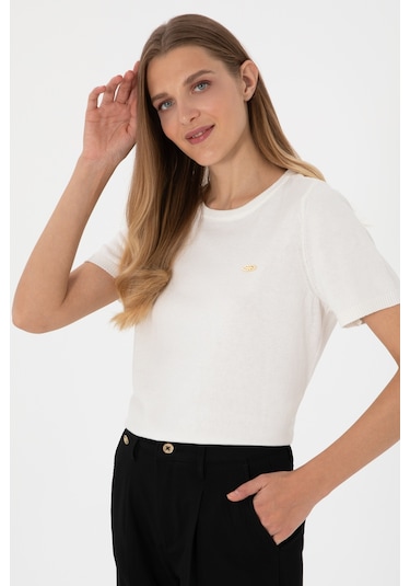 U.S. Polo Assn. Kadın Beyaz Bisiklet Yaka Triko Tişört 50306460-VR013