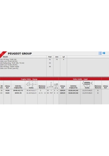 Takım Subap 8v 106 44284429-094873-094970