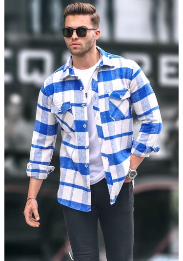 Madmext Mavi Regular Fit Oduncu Gömlek 4950 Mavi