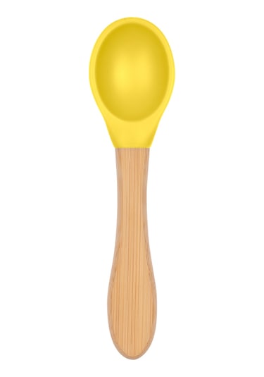 Bambu Saplı Silikon Mama Kaşığı Sunrise Sarı