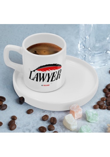 Bk Gift Kişiye Özel Sunum Tabaklı Avukat Tasarımlı Kahve Fincanı-6, Sevgiliye Hediye, Arkadaşa Hediye, Avukata Hediye Kobitmeyen137770 Bk Gift