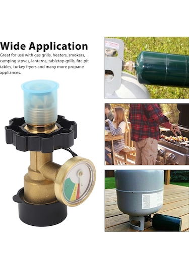 Reedark Brass Pol-qcc1 Gaz Tankı Adaptörü, Basınç Gösterici İle, Barbekü, Isıtıcı, Kamp Çörekçileri İçin Kolay Kurulum