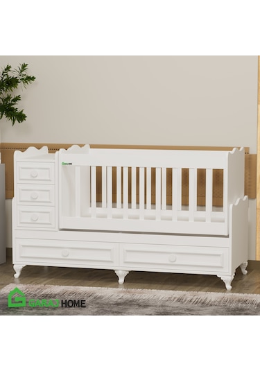 Garaj Home Öykü 5 Çekmeceli 60x120 Country Beşik Kombin Beyaz