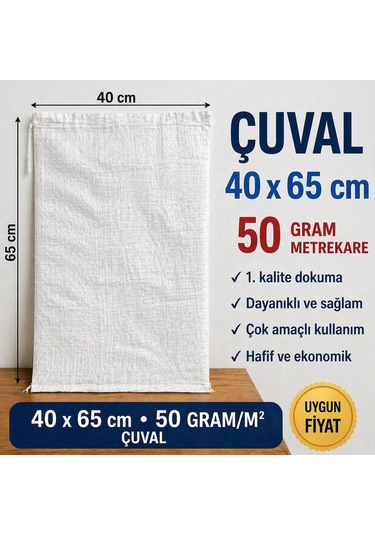 40x65 Cm 50 Gr/m² Dayanıklı Çuval 10 Adet
