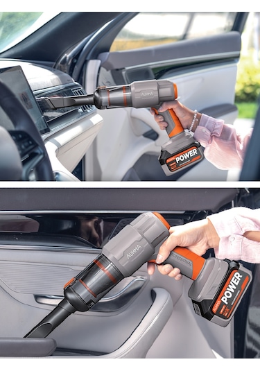 Auhma Ahv-21 20.000pa Şarjlı Araç Süpürgesi Ve Hava Üfleyici - Çift Bataryalı Profesyonel Set Gri