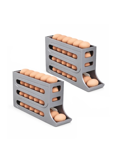 Microcase Abs Plastik Dolapiçi Yuvarlanır Tip Yumurta Organizer Ve Standı 2 Adet Al54529 Siyah