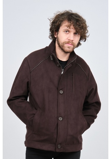 By Serco Erkek Deri Biyeli Klasik Kaban 0620680 Koyu Kahve-Kahve Melanj Kahverengi Melanj