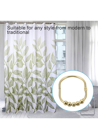 12 Paket Geniş Duş Perdesi Halkası Kanca Seti, Duş Çubukları İçin, Altın Diğer