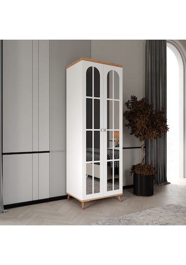 Bohem 2 Kapaklı Aynalı Komple Mdf Gardırop - Elbise Dolabı