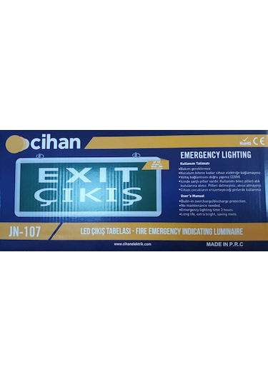 Cihan Acil Çıkış Armatürü Cihan Jn-107 Led Exıt Tabel Yeşil