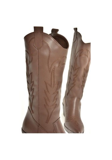 Fox Shoes T404401209 Kahverengi Kovboy Model Kadın Çizme Kahverengi-suni Deri Kahverengi