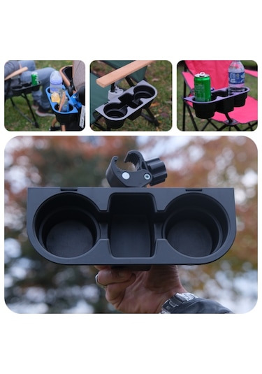 Bardak Tutucu. Bardaklık. Kamp Sandalyesi Aparatı. Siyah Renk Siyah