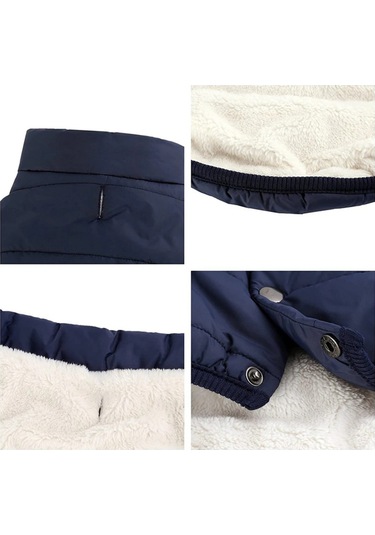 Vkemall Kış Köpek Giysisi Kalın Polar Yelek, İki Katlı Isı Sağlar, Boyun Zincir Deligi, 3xl Lacivert Büyük Irk Köpekler İçin