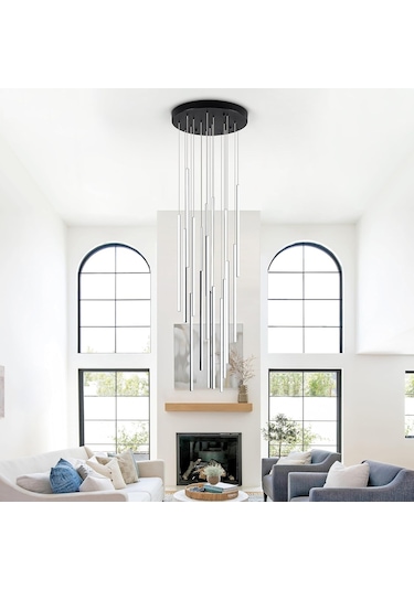 Evren / Sarkıt Avize / 18 Çubuk / 2 Mt / Antrasit Gövde / 3 Renk Antarsit Gri